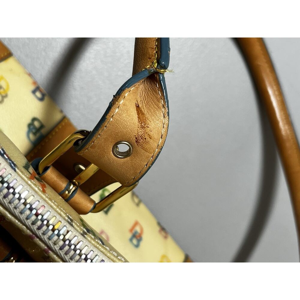 Vintage Dooney & Bourke Multicolor Signature Satchel Rainbow Monogram Print Y2K - Picture 6 of 16